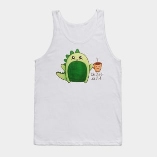 Coffeezilla - Kawaii Dinosaur with a Caffeine Addiction Tank Top